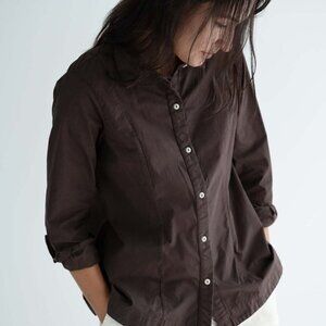 Rusty Brown Stretchy Casual Button Down